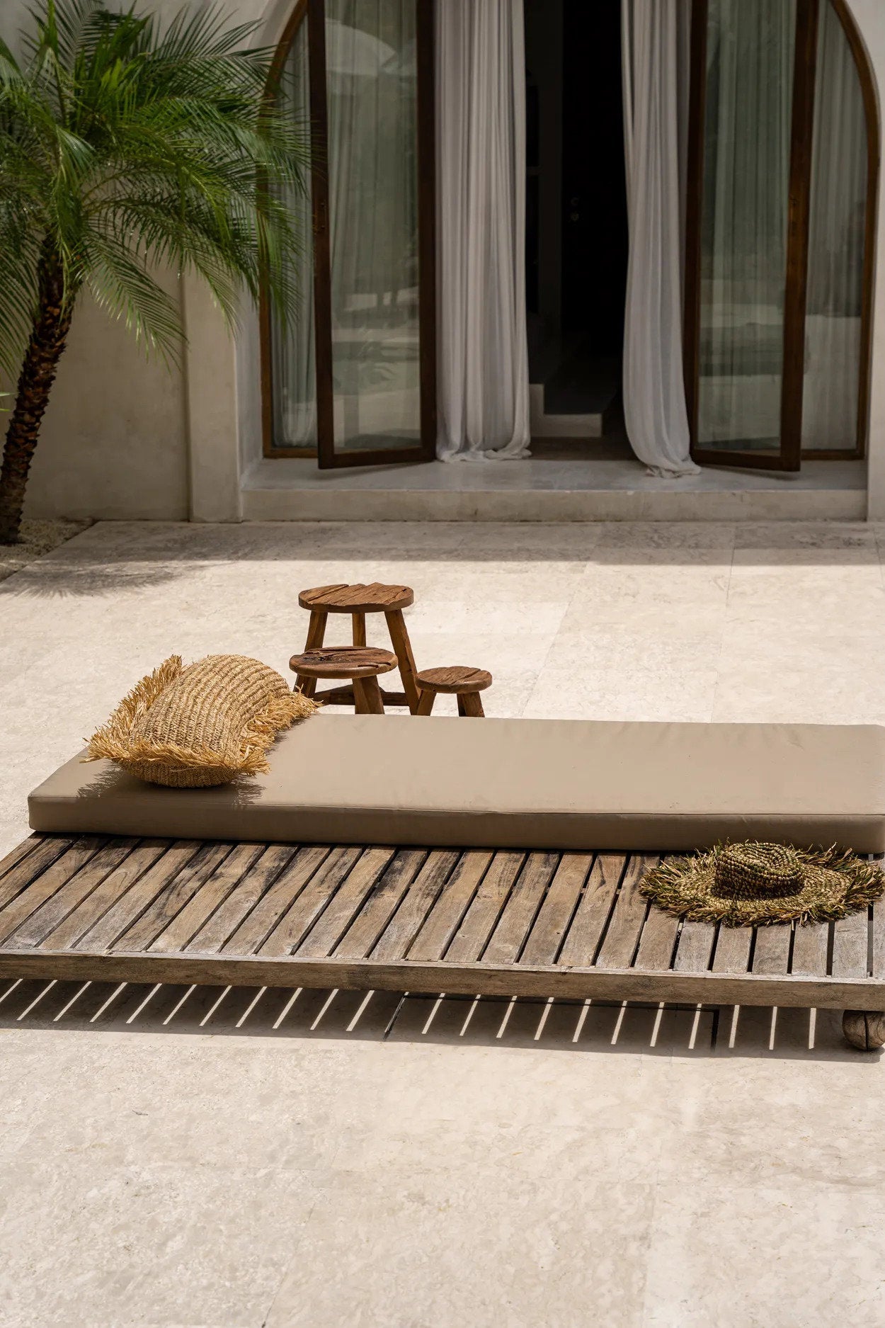 La funda de cojín de rafia rectangular - Natural - 35x100