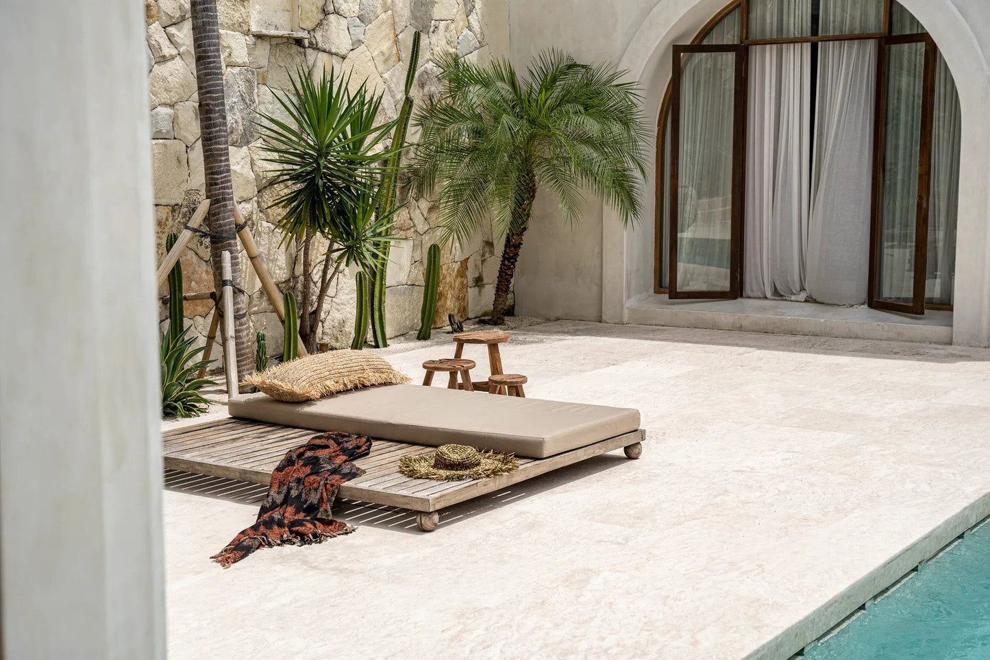 La funda de cojín de rafia rectangular - Natural - 35x100