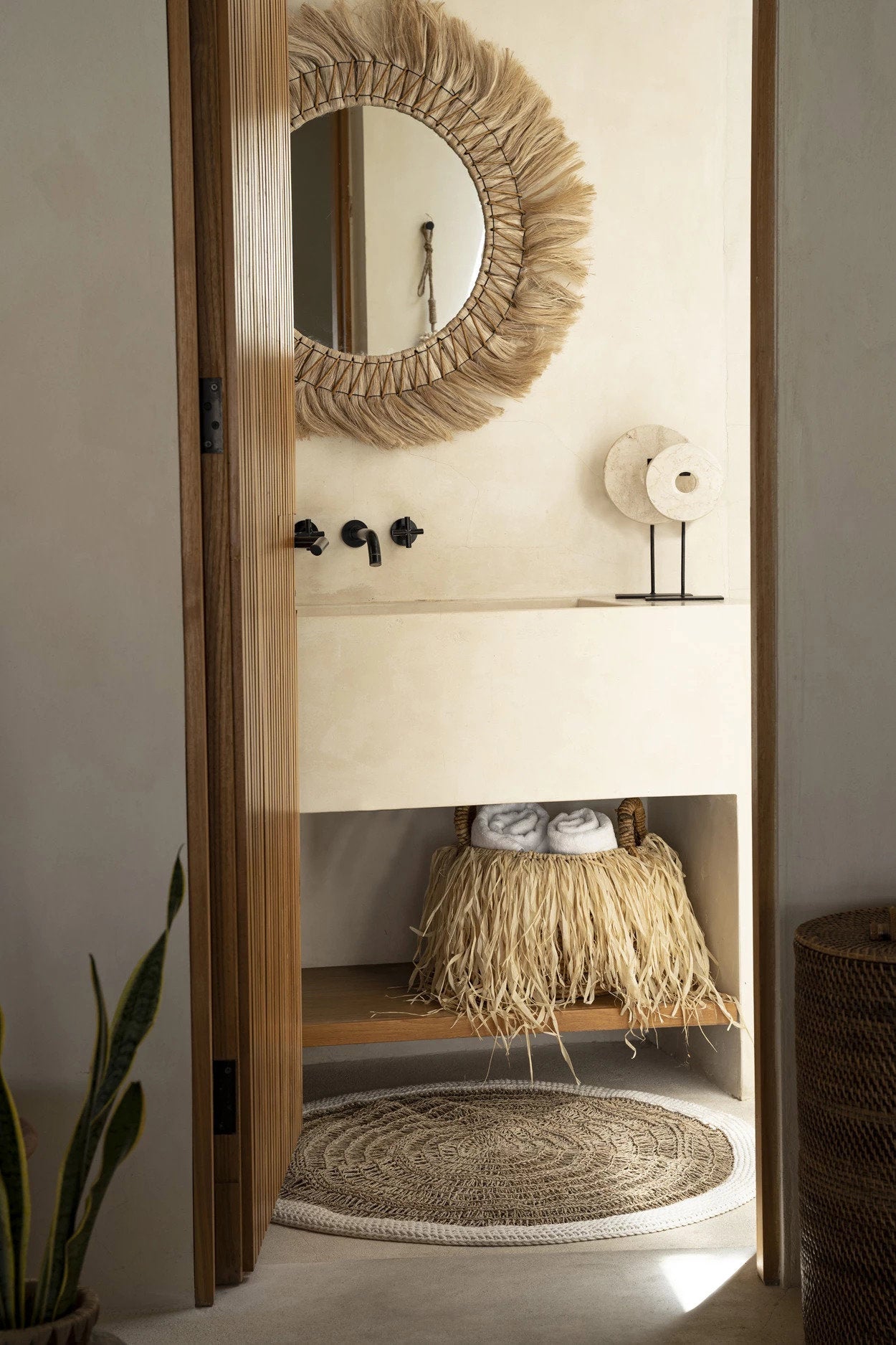 The Seagrass & Cotton Round Rug - Natural White - 100