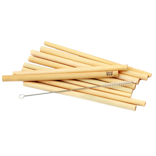 The Bamboo Straws - Set of 10 with cleaning brush