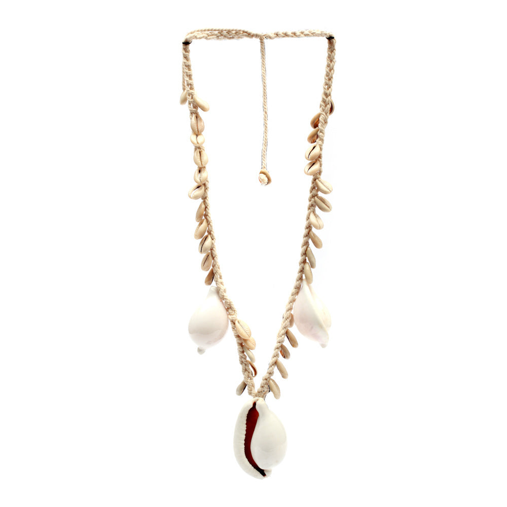 The Big White Cowrie Shell Necklace - White