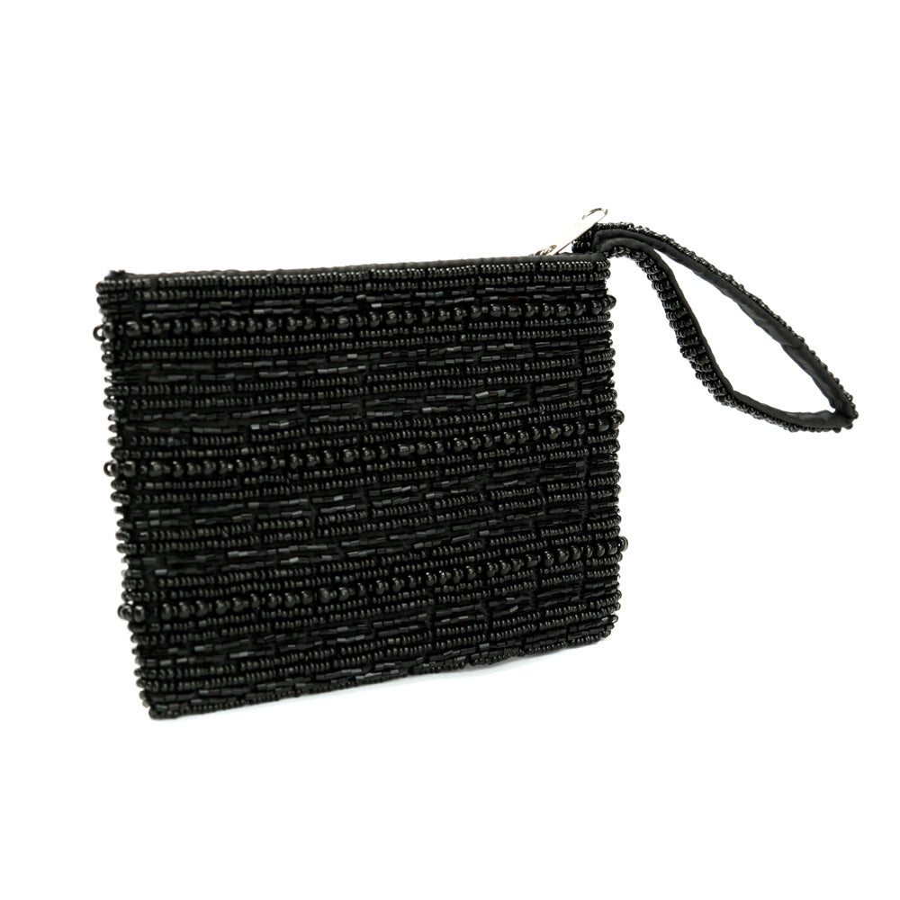 The Black Beaded Wallet - Black