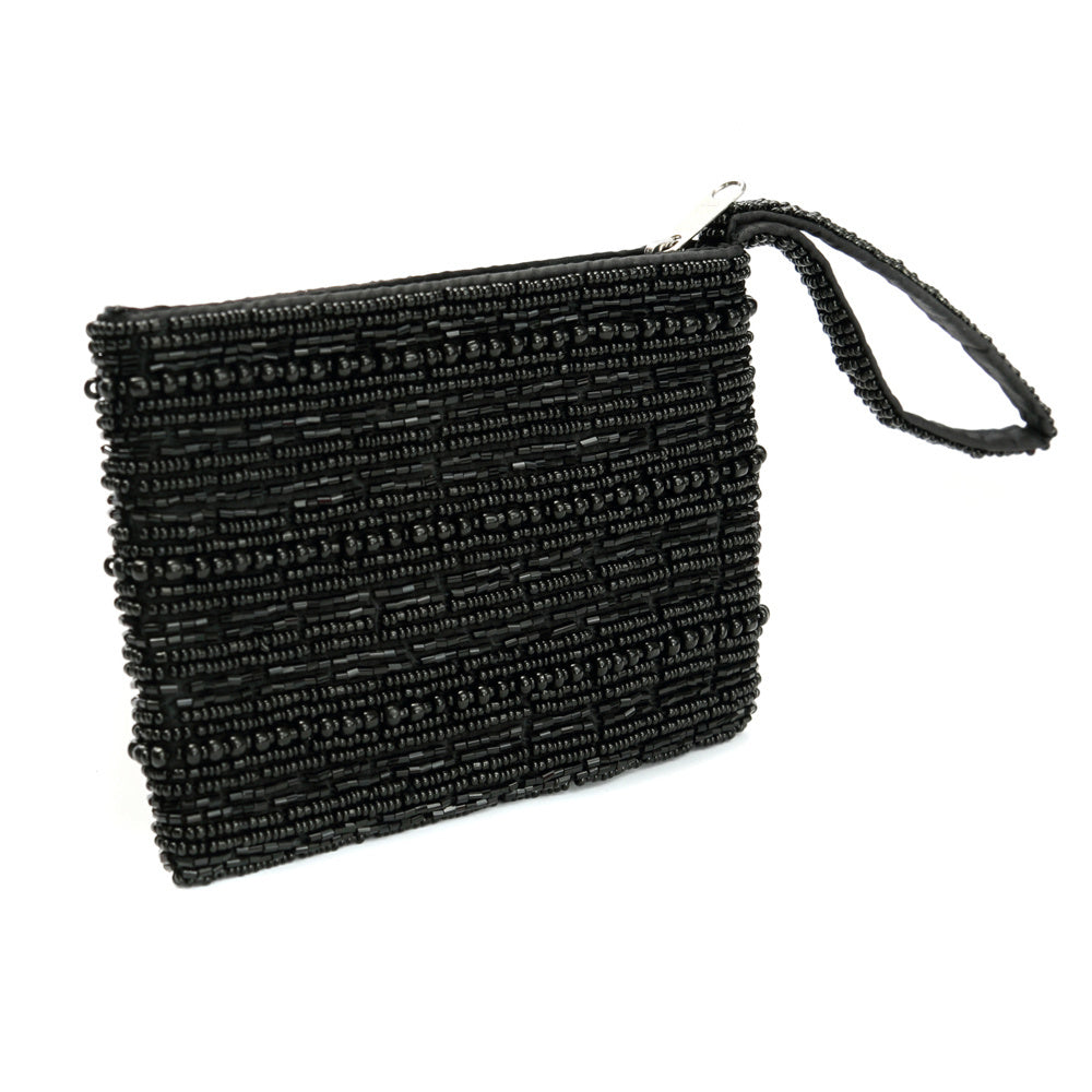 The Black Beaded Wallet - Black