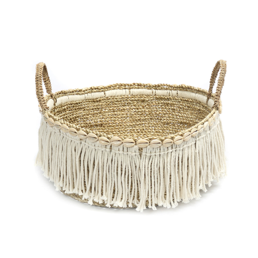 De Boho Fringe Mand - Naturel Wit