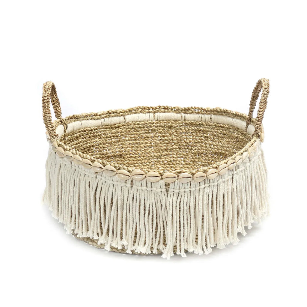 De Boho Fringe Mand - Naturel Wit