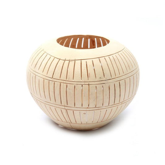 The Coconut Stripe Candle Holder - Natural