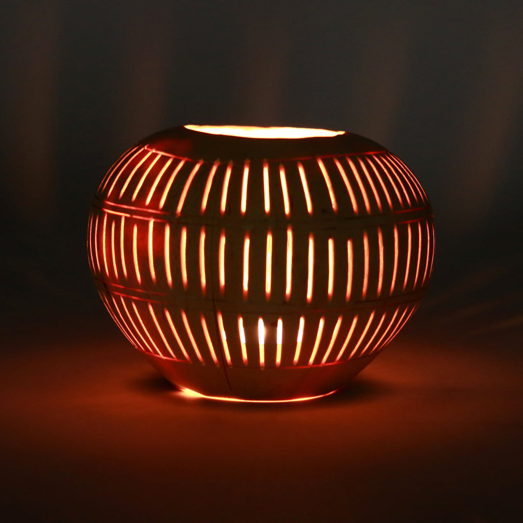 The Coconut Stripe Candle Holder - Natural