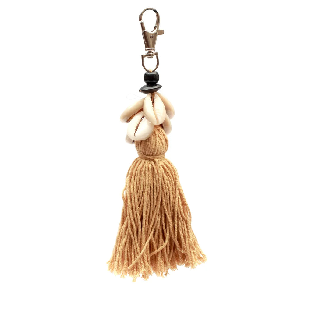 The Cowrie Tassel Keychain - Mocha