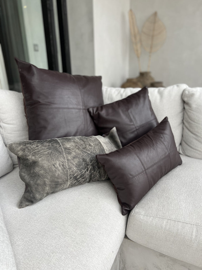 The Three Panel Suede Cushion Cover - Grey - 30x60