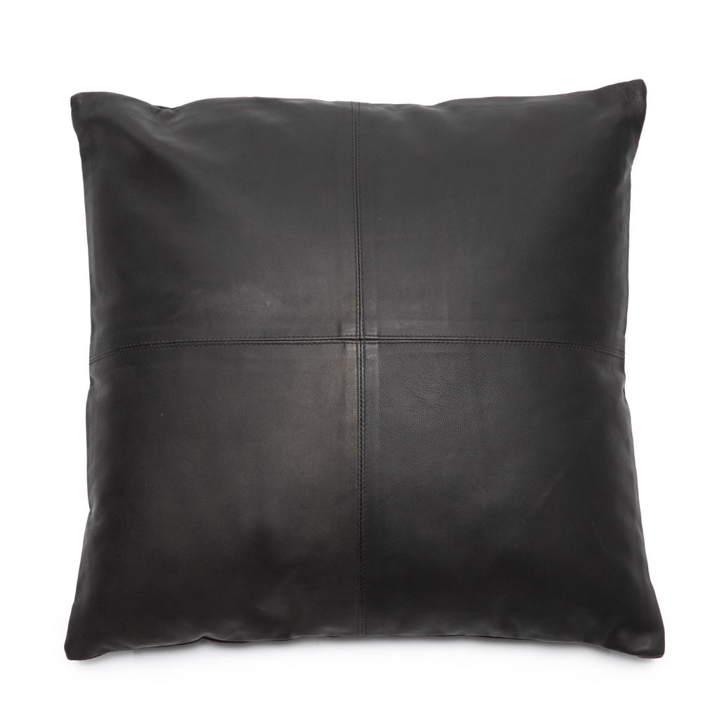 The Four Leather Panel Cushion Cover - Black - 60x60