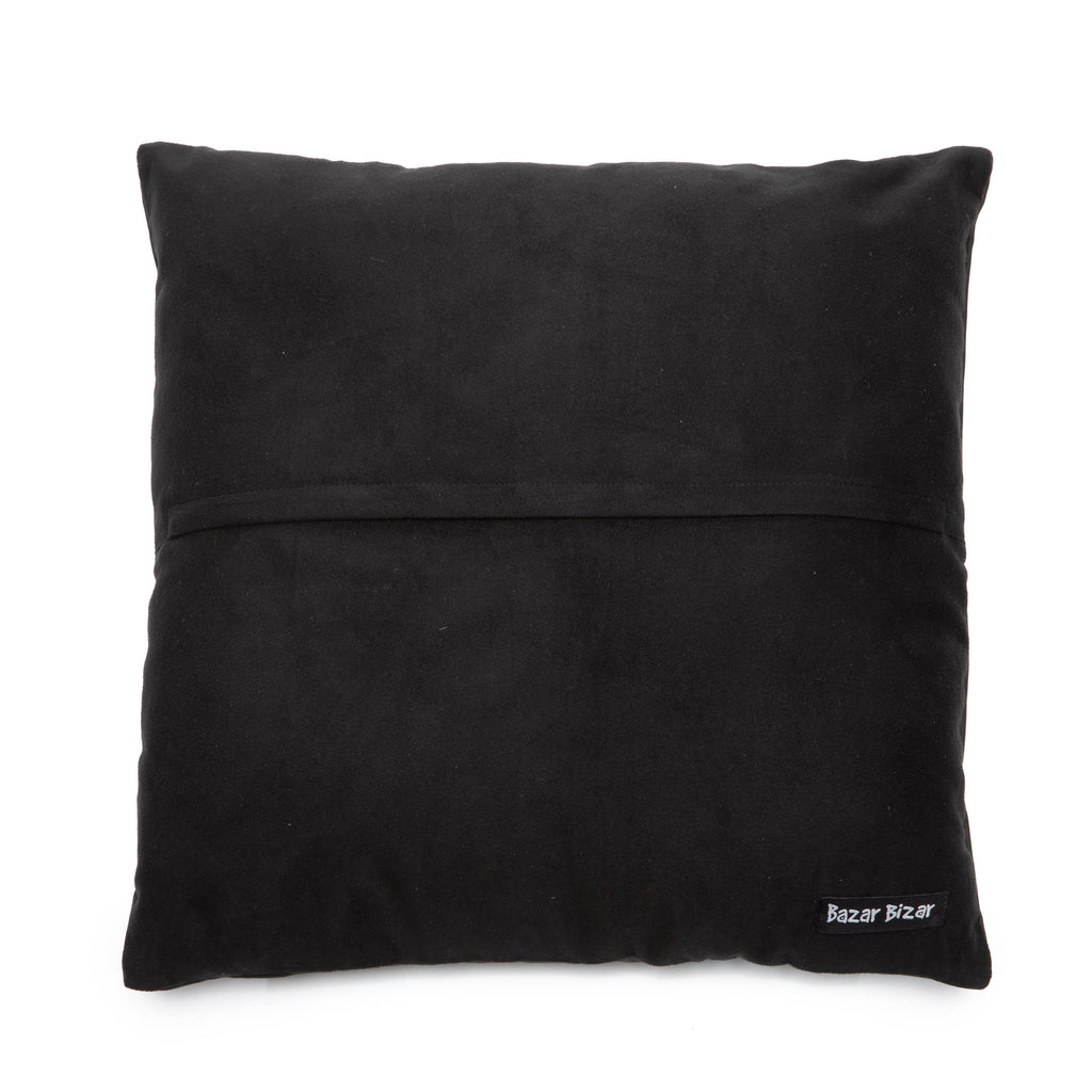 The Four Leather Panel Cushion Cover - Black - 60x60