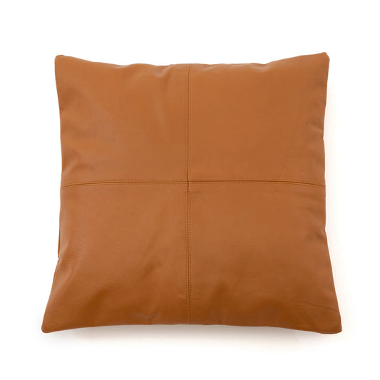 The Four Panel Leather Cushion Cover - Camel - 40x40