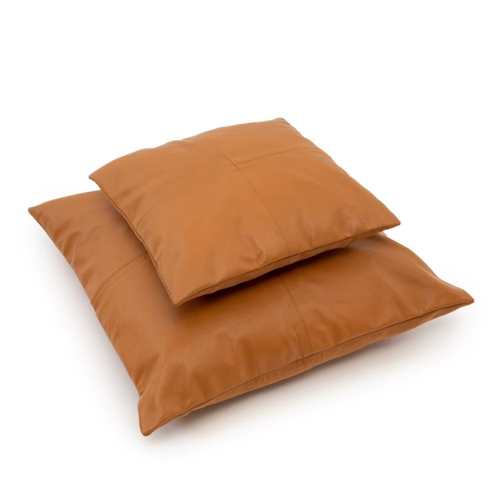 The Four Panel Leather Cushion Cover - Camel - 60x60