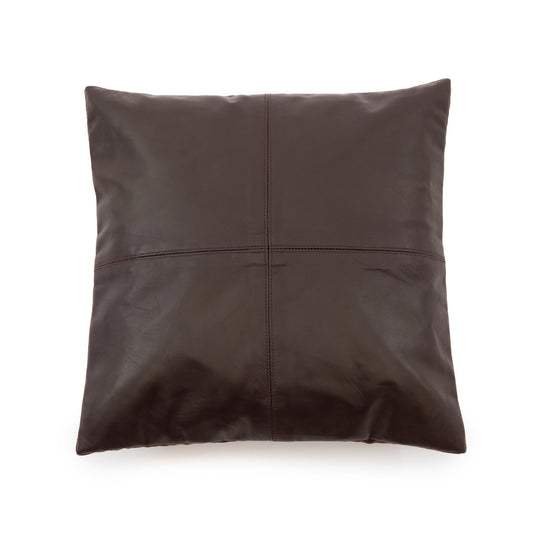 The Four Panel Leather Cushion Cover - Chocolate - 40x40