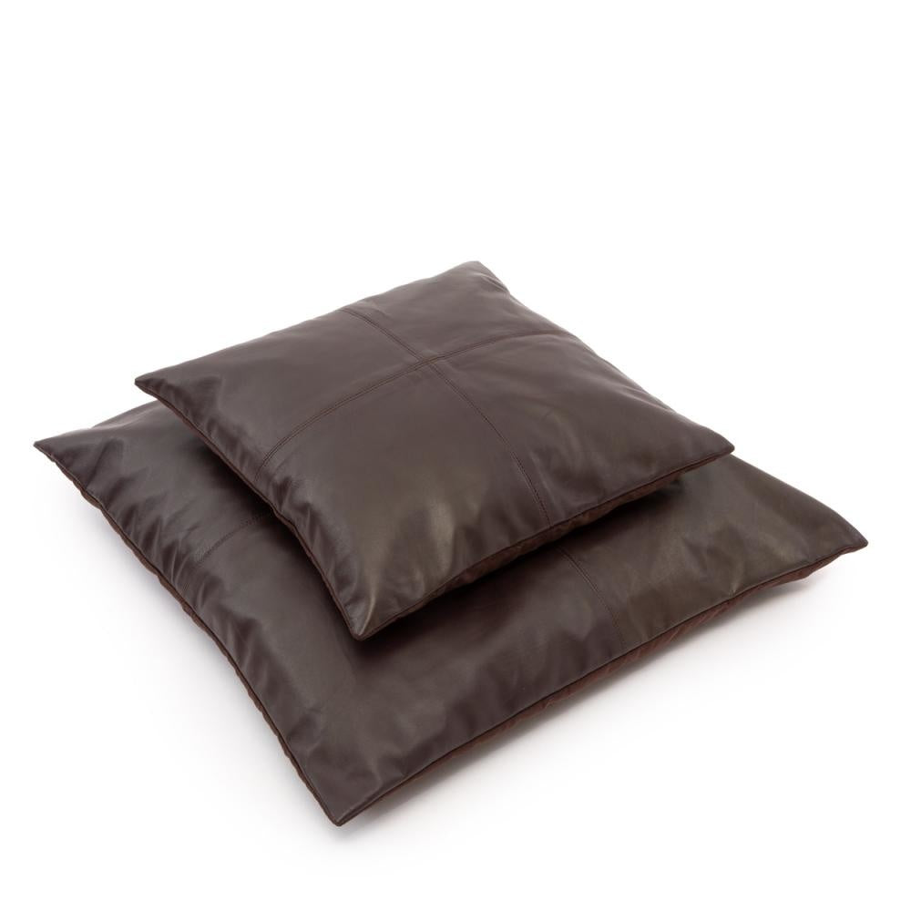 The Four Panel Leather Cushion Cover - Chocolate - 40x40