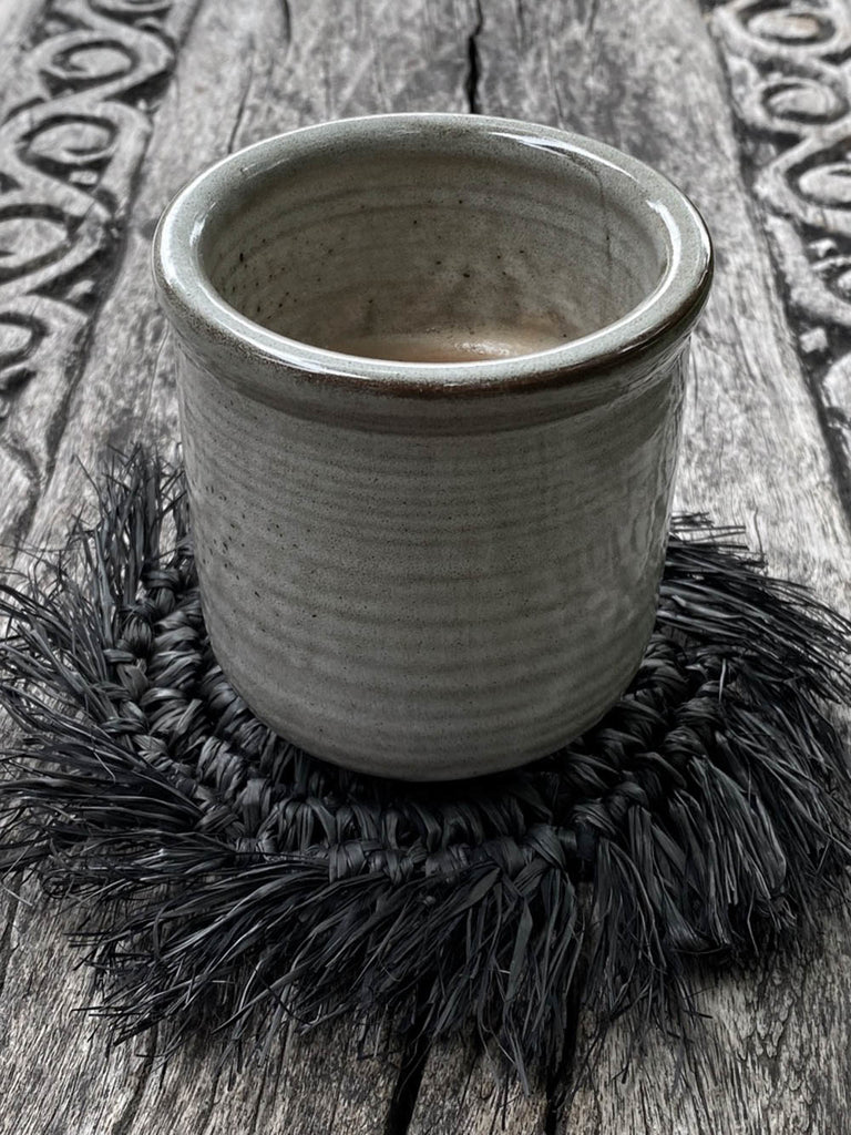 The Fringe Raffia Coaster - Black