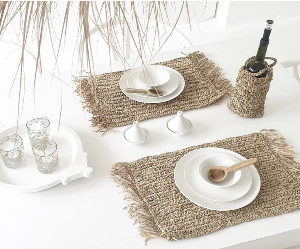 The Fringe Raffia Placemat Rectangle - Natural