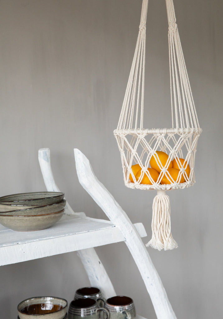 The Macrame Plant Hanger - White - M