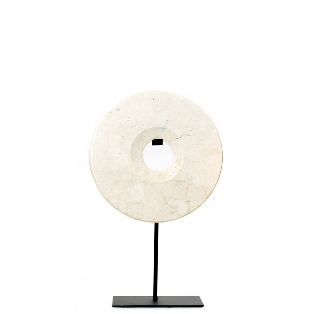 The Marble Disc on Stand - White - M