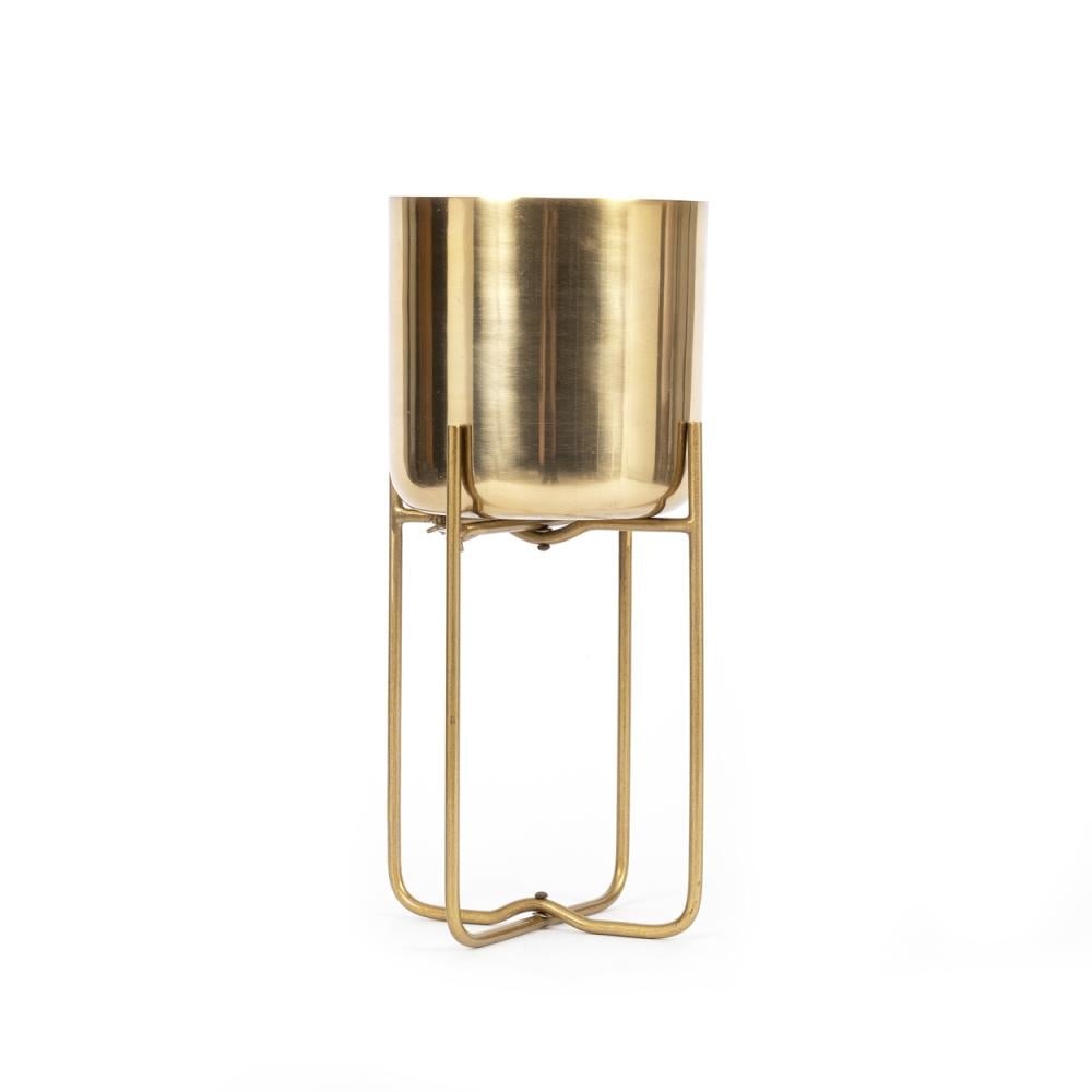 The Brass Plant Pot on Stand - Brass - M