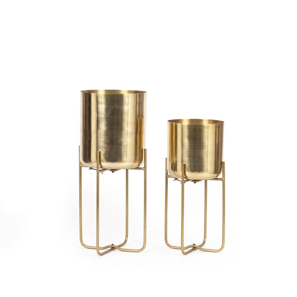 The Brass Plant Pot on Stand - Brass - M