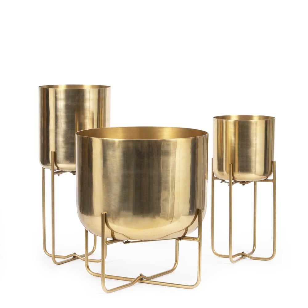The Brass Plant Pot on Stand - Brass - M