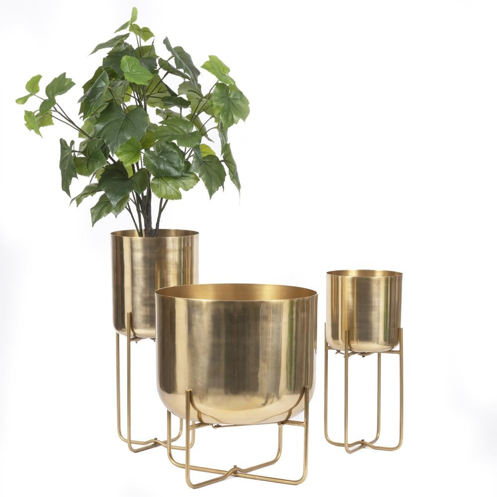 The Brass Plant Pot on Stand - Brass - M