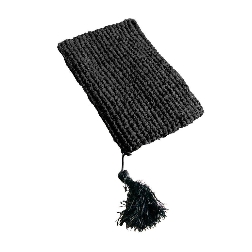 The Raffia Clutch with zipper closure - Black - S