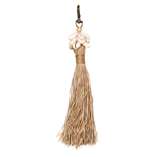 The Raffia Cowrie Shell Keychain