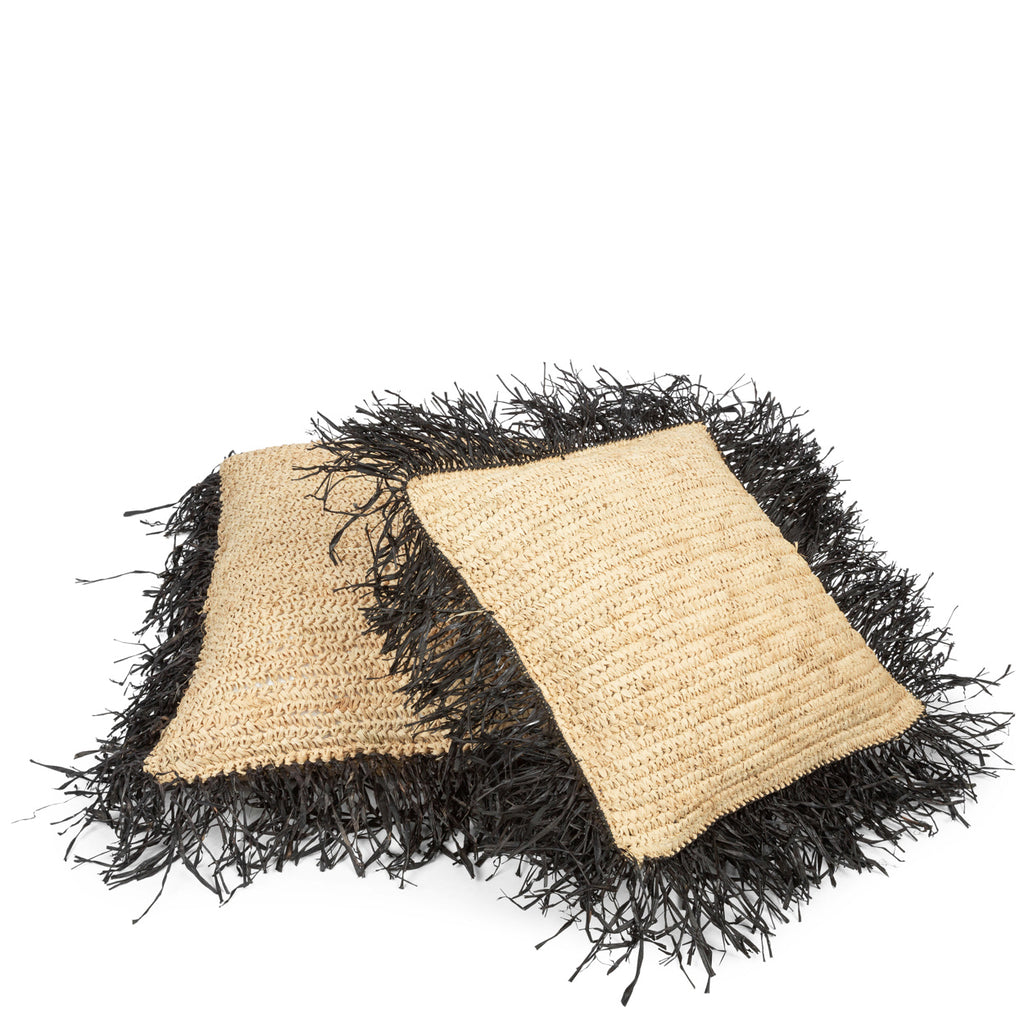 The Raffia Cushion Cover - Natural Black - 40x40