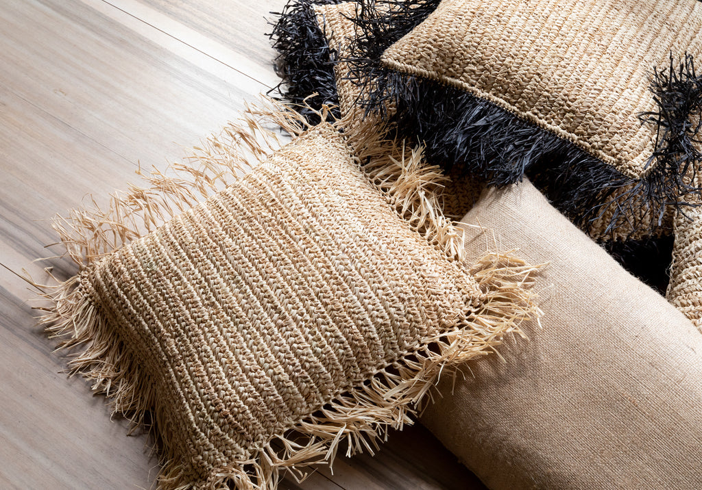 The Raffia Cushion Cover - Natural Black - 40x40