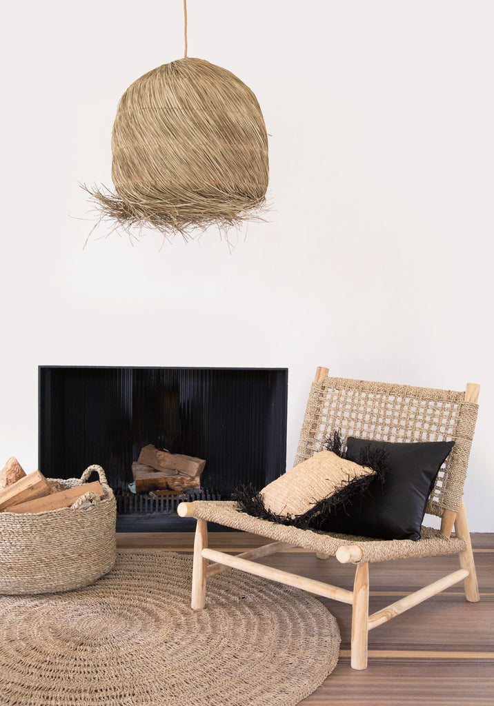 The Raffia Cushion Cover - Natural Black - 40x40