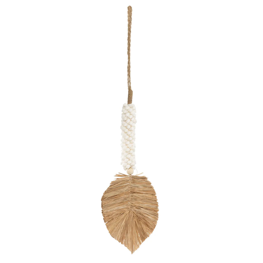 Raffia & Shells Hanging Decoration - White Natural