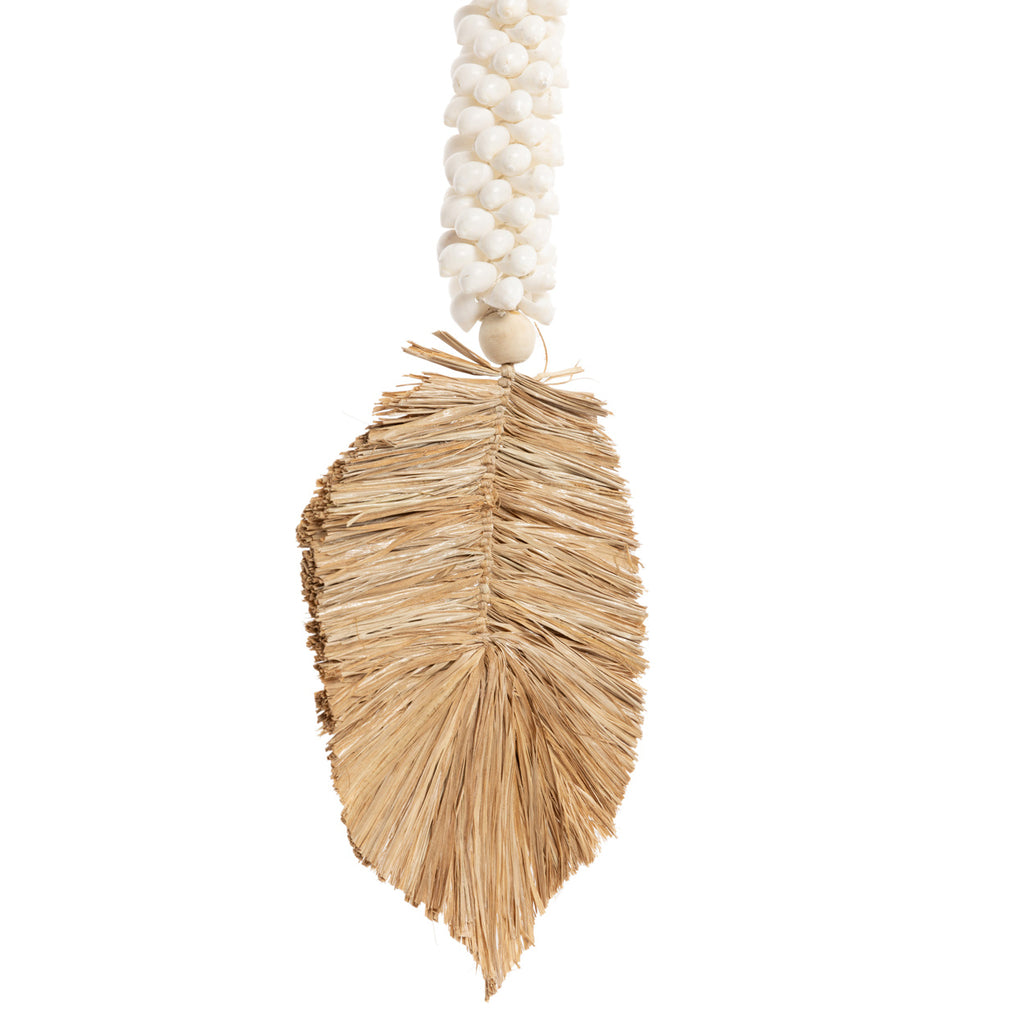 Raffia & Shells Hanging Decoration - White Natural