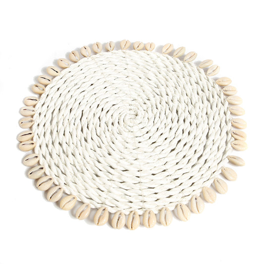 The Seagrass Shell Pot Holder - White
