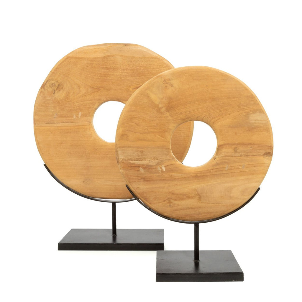 The Teak Disc on Stand - L