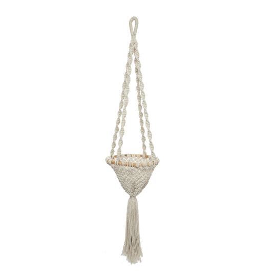 The Twisted Macrame Planthanger - Natural White - L
