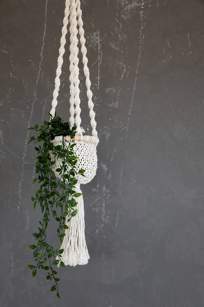 The Twisted Macrame Planthanger - Natural White - L