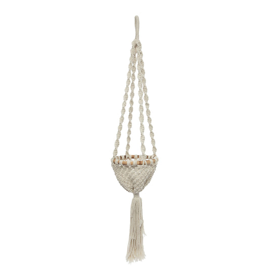 The Twisted Macrame Planthanger - Natural White - M