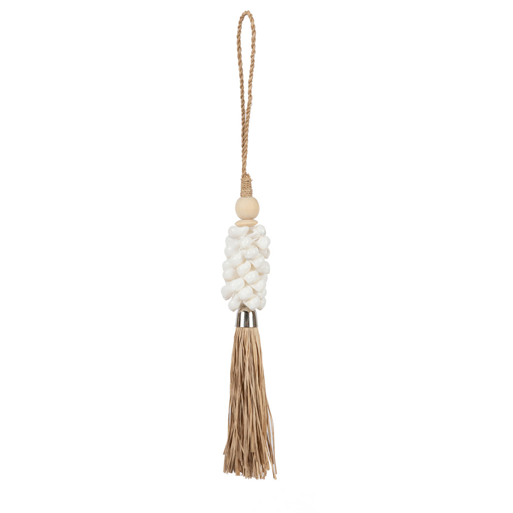 The White Shell and Raffia Hanging Decoration