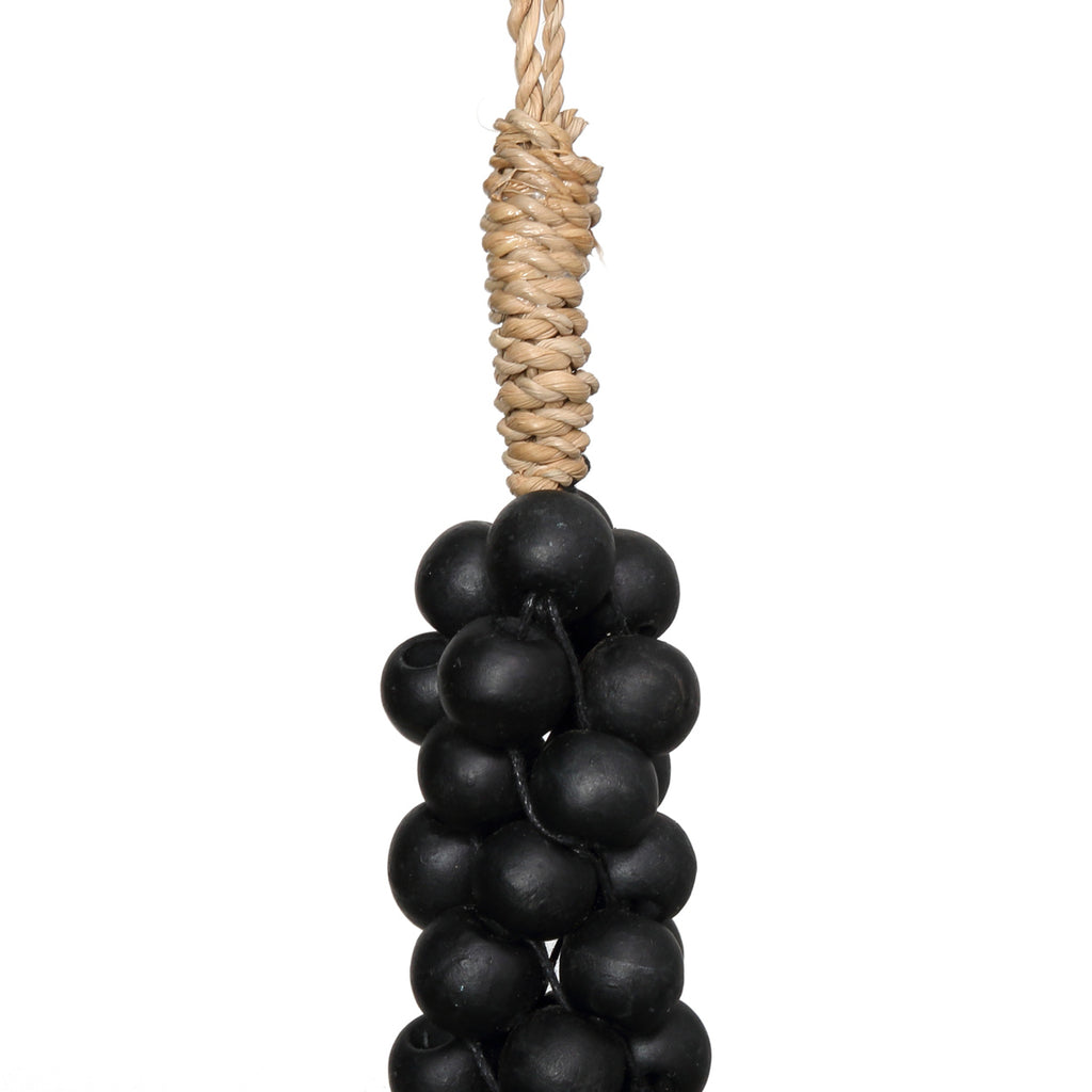 The Wooden Beads with Cotton Hanging Decoration - Black