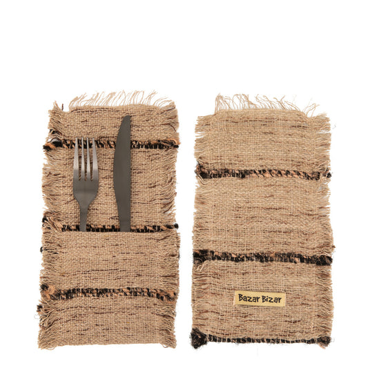 The Oh My Gee Cutlery Pouch - Beige Black - Set of 4