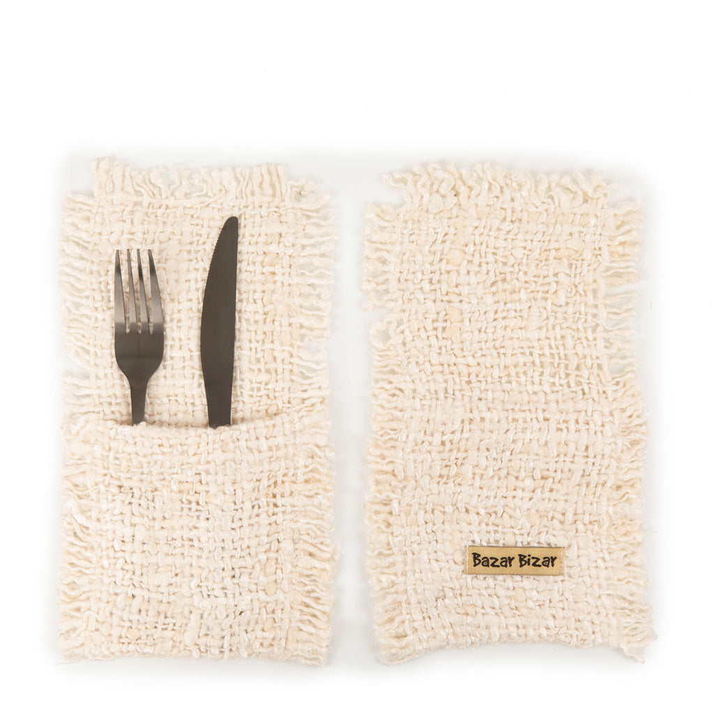 The Oh My Gee Cutlery Pouch - Cream - Set of 4