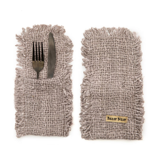 The Oh My Gee Cutlery Pouch - Pearl Grey - Set of 4