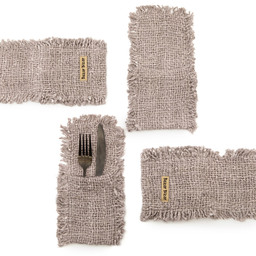 The Oh My Gee Cutlery Pouch - Pearl Grey - Set of 4