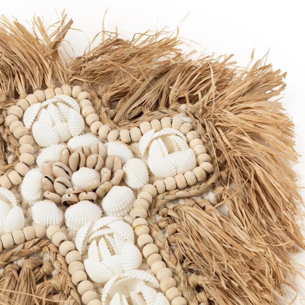 The Raffia Shell Cross - Natural White - L