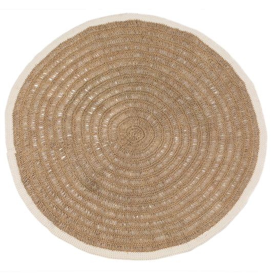 The Seagrass & Cotton Round Rug - Natural White - 150