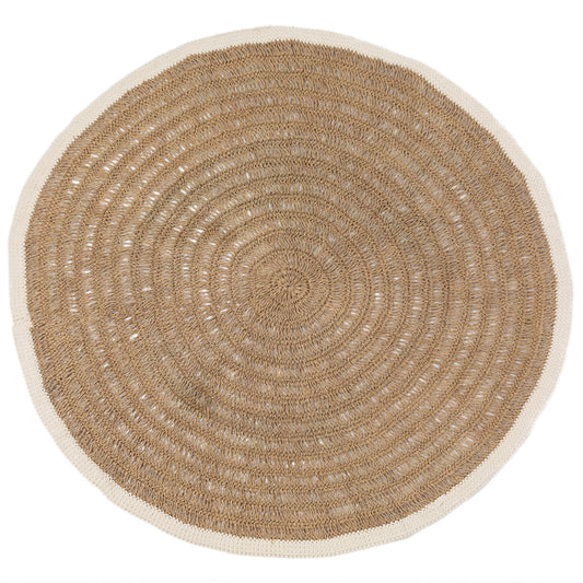 The Seagrass & Cotton Round Rug - Natural White - 200