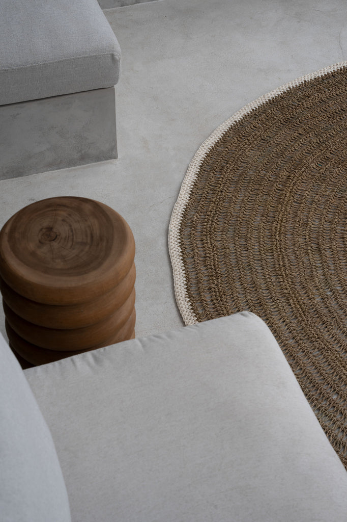 The Seagrass & Cotton Round Rug - Natural White - 200