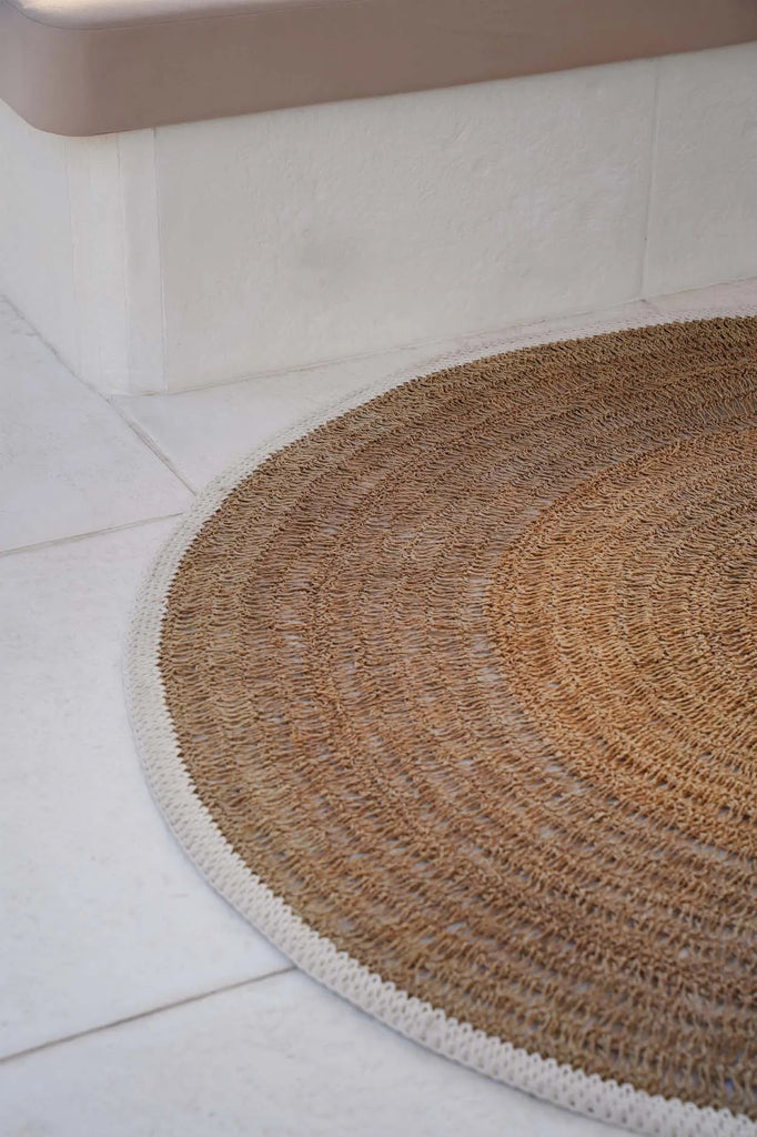 The Seagrass & Cotton Round Rug - Natural White - 200